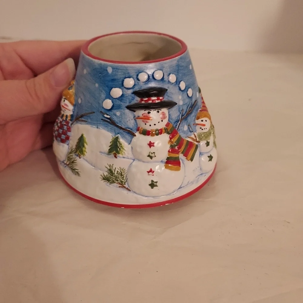 Yankee Candle Snowmen Family Small Jar Shade and Plate